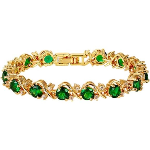 Blossom CZ Tennis Bracelet, 6 Colors, Gold Plated - Picture 2 of 6